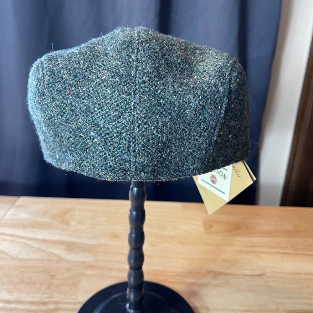 NWT Hanna Hats of Donegal Green Tweed Wool Flat Cap Jameson Ireland Mens Large - Picture 5 of 16